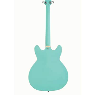 Mint Hagstrom Viking Semi-Hollow Guitar, Resinator Fretboard, Aged Sky Blue VIK-ABE-U image 5