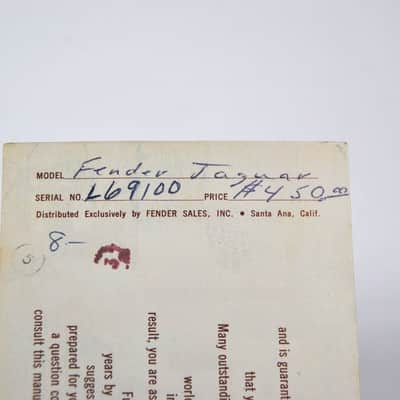Fender Jaguar Instruction Manual Hang Tag Case Candy 1963-1965 image 4