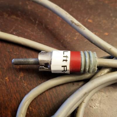 Unknown pair LONG plug RCA cables 1/2" vintage patch cable 1970s - Molded Grey or Black Plastic image 4