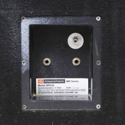 1990s JBL MR 838 3-Way Large Studio Live PA Monitors Black Carpet Cabinets 18” 10” Horn Speakers Bass Monitor Set image 15
