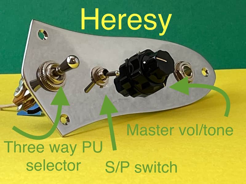 Heresy. A Fender Jazz Bass 3 Way Switch Series / Parallel Wiring Harness and Control Plate. image 1