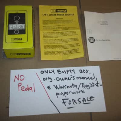 lightly handled Electro-Harmonix EMPTY CARDBOARD BOX & orig Owner's Manual & Warranty / Registration paperwork ONLY for Nano LPB-1 Linear Power Booster (NO pedal) from 2010s, specifically 2015 image 1