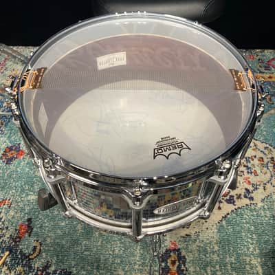 Eric Singer's KISS, David Frangioni Collection, Pearl 14x6.5" "Mirror Ball" Free Floater Snare Drum, Signed by all members of KISS! image 16