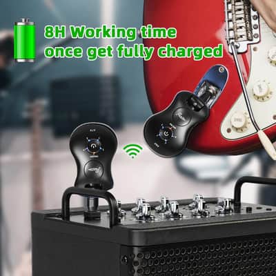 Rowin WS-30 Wireless Guitar System 2.4 GHz Rechargeable 4 Channels Wireless Guitar Transmitter Receiver for Electric Guitar Bass Volin image 3