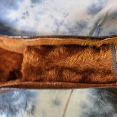 Vintage RARE 1965 Japan Soft Shell Guitar Case Greco Ibanez Guyatone Faux Lizard Print Gold Interior image 9