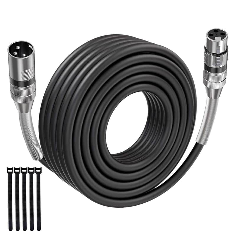 XLR Cables 50FT Long 1 Pack, Heavy Duty Oxygen-Free Copper 3-Pin Balanced Shielded XLR Male to Female Microphone Cable for Recording Studio Speaker, PA Systems, Audio Mixer and More image 1