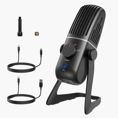 4 Professional USB Condenser Microphone, Rugged Full-Metal Mic for PC/Mac, 4 Pickup Patterns for Streaming, Podcasting & Gaming, One-Click Mute & Gain Control, Zero-Latency Monitoring image 1