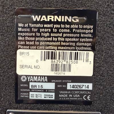 Yamaha BR15 400w 2-Way Passive 15" Speaker 2011 - Present - Black image 5