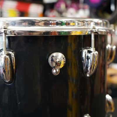 1970s Vintage Slingerland USA 14" Maple Tom w/ Rings - Jet Black Wrap | 10x14" image 6