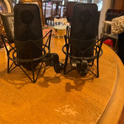 (2) CAD Equitek E300-2 Large Diaphragm Multipattern Condenser Microphone 2000s - Black and Gold image 2
