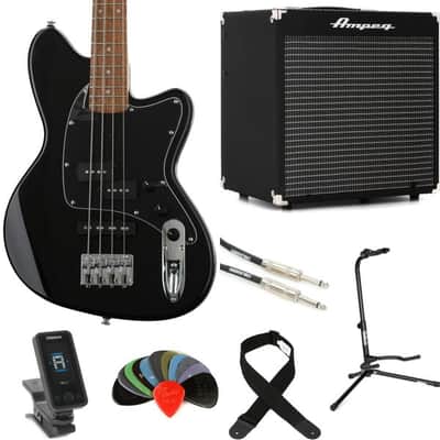Ibanez Talman TMB30 Bass Guitar and Ampeg Rocket Amp Essentials Bundle - Black image 3
