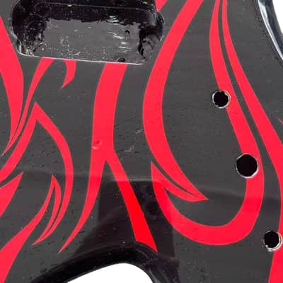 Custom Finish Warlock Style Guitar Body in Red and Black image 3