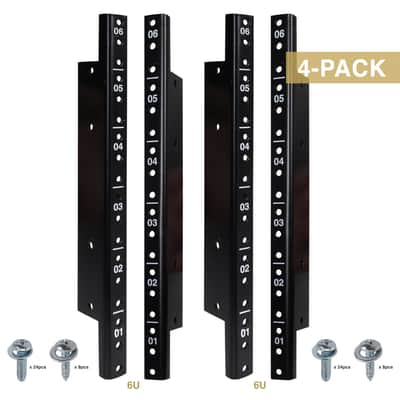 ST-RR-06U / ST-RR-06UX2 | 6U Steel Rack Rails, with Black Powder Coated Finish and Screws, 2-pack-ST-RR-06U (2-Pack) image 2