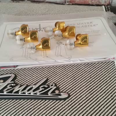 Fender John Mayer BLK Black 1 Schaller German Original Tuners Gold Pearl image 4