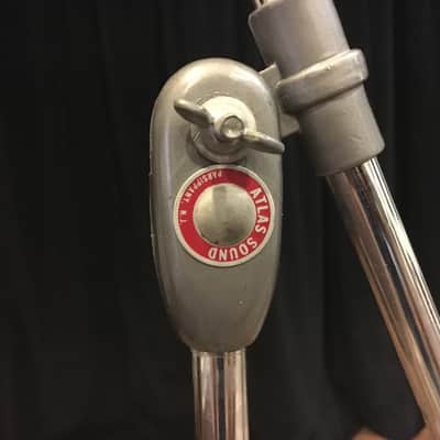 Atlas 11C Microphone Stand Vintage Silver Chrome Bottom Telescoping Boom RARE image 2