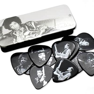 Dunlop Jimi Hendrix Silver Portrait Series 12 Guitar Picks Metal Case JHPTR05H image 2