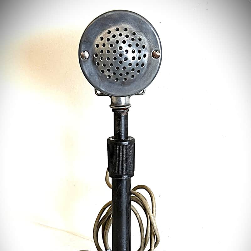 Vintage 1940's Military Dynamic Microphone, original, fully functional, w/stand image 1