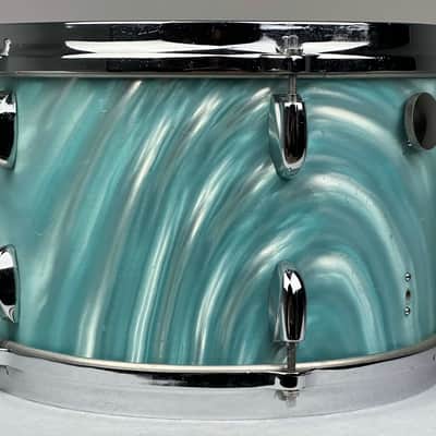 Gretsch 20/12/14/5.5x14" Progressive Jazz 60's Round Badge Drum Set - Aqua Satin Flame image 16