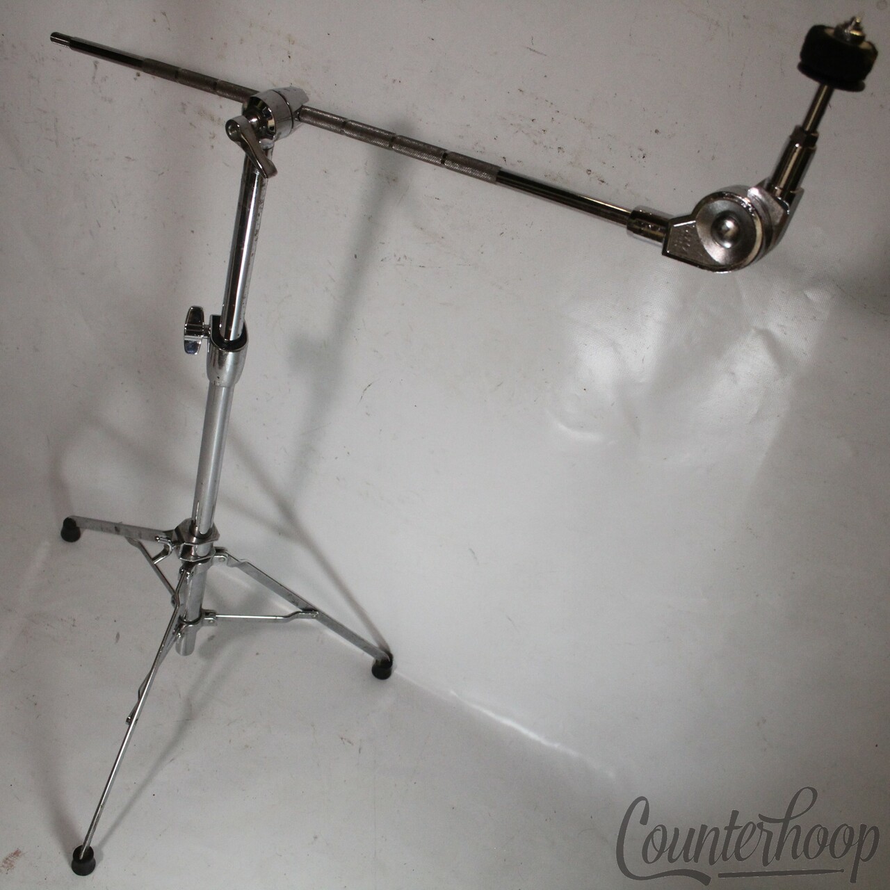 Tama Aichi Boom Cymbal Stand Vintage 80s + Pearl 60s Tripod Base "Japan" Chrome — main photograph