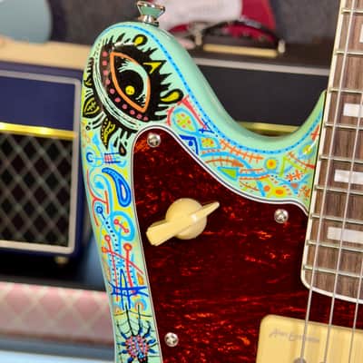 Vintage Guitars V65 30 Anniversary Custom Art Paint “ Surf & Calaveritas” 1 of 1 LTD 2026 - Sea Foam Green image 12