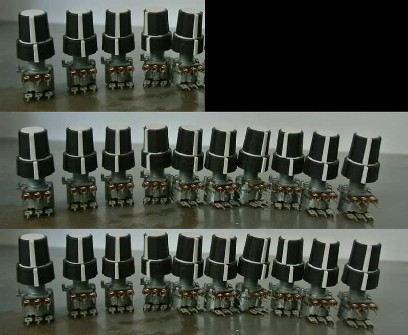 Lot of 25 ALPS 10K/250KA Dual Concentric Potentiometer W/ Knobs image 1