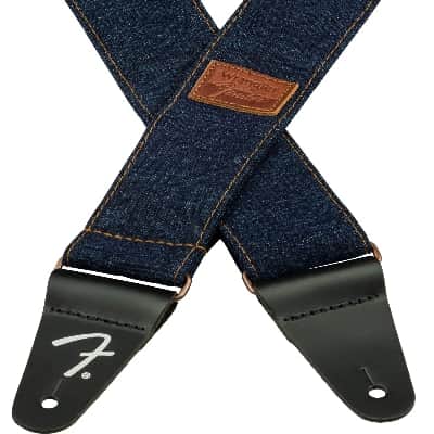 Fender x Wrangler Riveted Denim Guitar Strap, Dark Indigo