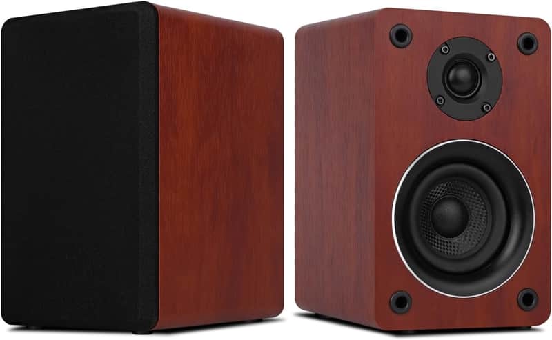 40W*2 Passive Bookshelf Speakers for Home Theater Surround Sound, Stereo, and Passive Near Field Monitor, 2-Way,Requires a Receiver or Amplifier (Brown, Pair) image 1