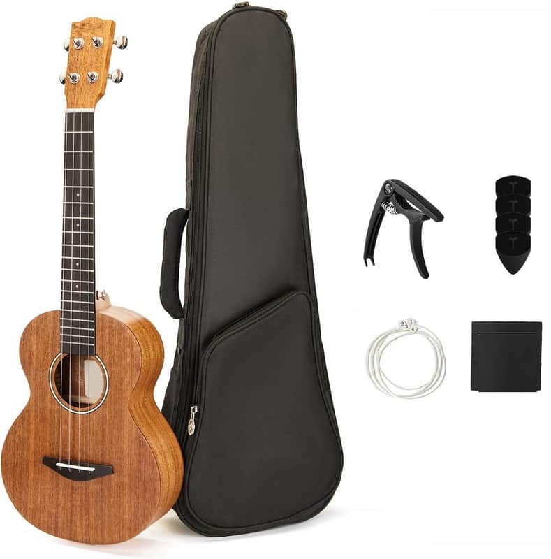 Solid Top Mahogany Tenor Ukulele – Beginner Kit Includes Quick Locking Strap for Kid & Adult, Professional Ukelele with  & Strings image 1