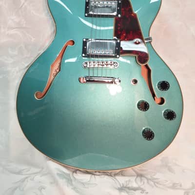 D'Angelico Premier DC 335 Style Semi-Hollow Body Electric Guitar-Ocean Turquoise-NEW! image 3