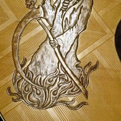 Blueberry Handmade Jumbo Size Acoustic Guitar Reaper Motif image 12