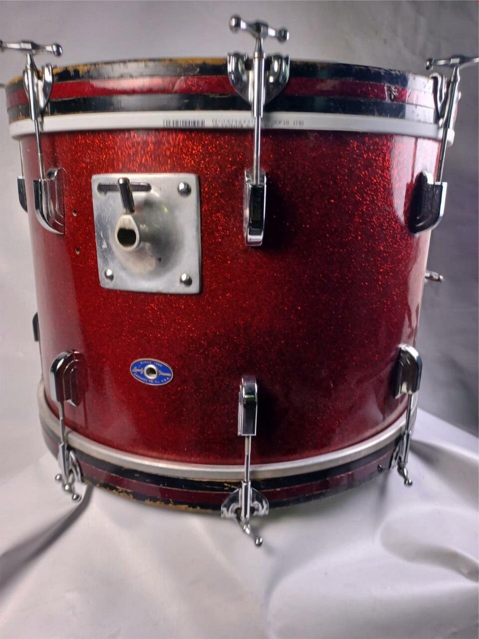 Leedy 20" Red Sparkle Bass Drum 3Ply Maple/Mahogany Vintage 60s Slingerland 14" — main photograph