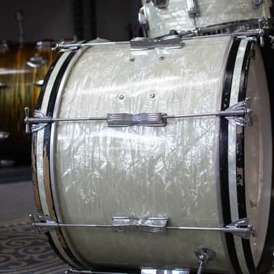 1960s Ludwig "Super Beat" White Marine Pearl Drum Kit image 9