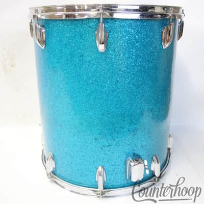 Premier 16x18"Aqua Sparkle Floor Tom Drum 3Ply African Mahogany 6000 Vintage 70s image 7