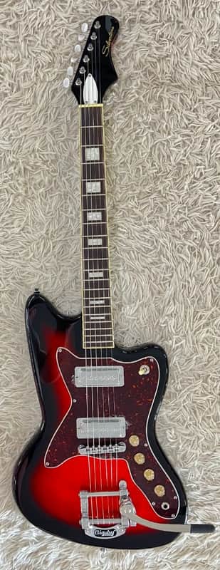 Silvertone 1478 Reissue Red Silver Flake Burst | Reverb