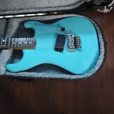 Kramer Focus 80s Focus 1000 Banana Headstock 80s Egg Robin Blue image 2