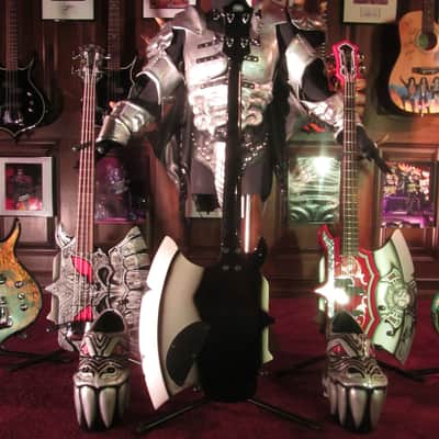Gene Simmons Cort Axe Bass - Custom Painted by Gentry Riley - Green Serpent image 12