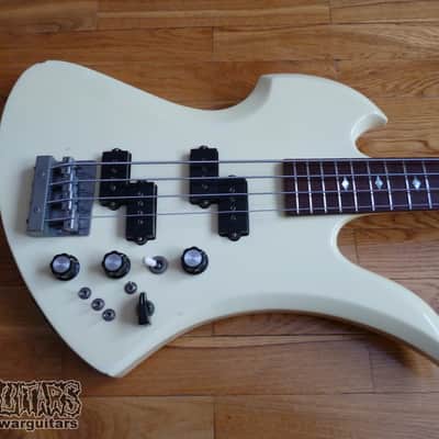 Vintage B.C. Rich Mockingbird Bass Neckthrough MIJ 1985 Aged White image 2