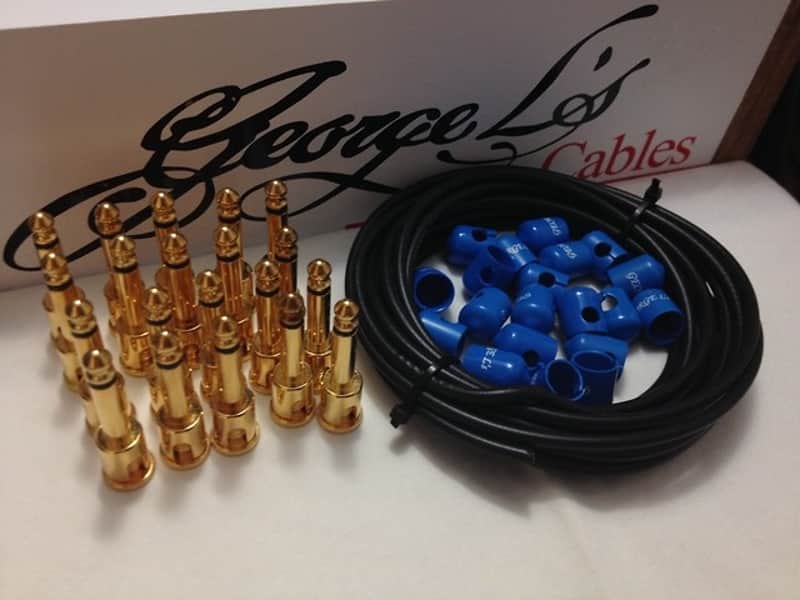 George L's 155 Pedalboard Effects Cable Kit XL .155 Black & Blue GOLD - 20/20/20 image 1