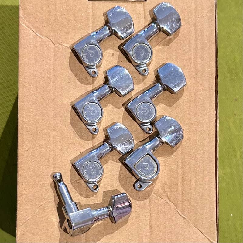 Vintage Schaller "Made in West Germany" In Line Tuners - Chrome - Set of 7 image 1