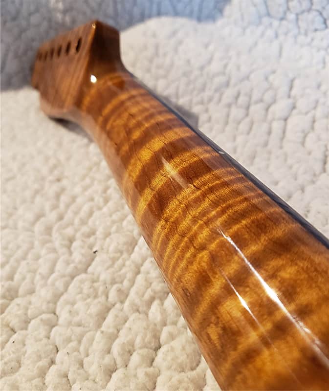 USA made roasted neck with amazing flame maple. Rosewood Fingerboard and Hidden fret tangs.Made for a Tele body # MRT-5A image 1