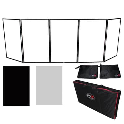 ProX Black Aluminum 5-Panel DJ Scrim Facade Frontboard w/ Travel Case + Chair image 2