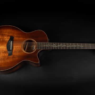 2022 Taylor Builder's Edition K24ce V-Class - Kona Burst | USA All Solid Grand Auditorium Acoustic Guitar Koa Beveled Armrest Cutaway ES-2 Pickup Paua Abalone Purfling | OHSC image 3
