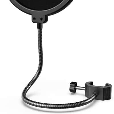 Microphone Pop Filter for Boom Arm or Desktop Stand, Mic Shield with Dual Layers, Gooseneck Clip, Fit for Streaming, Podcasting, Voice-Over, Singing for Home Recording Studio image 1