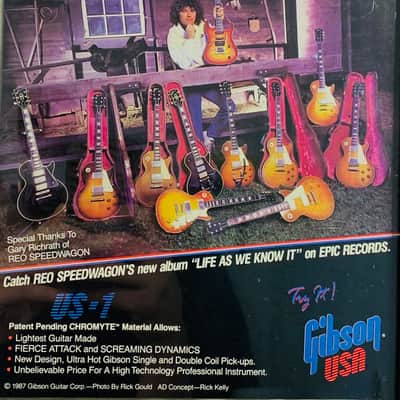 Original|1987 Gibson Guitars Color Promotional Ad US- 1 Feat. Reo Speedwagon's Gary Richrath |Framed image 2