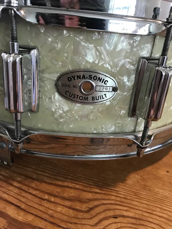 Rogers Dyna-Sonic 5x14" Wood Snare Drum with "Beavertail" Lugs 1963 - 1971 -  White Marine Pearl image 1