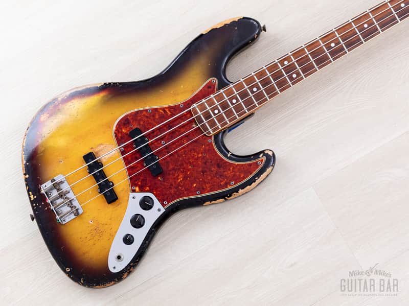 1966 Fender Jazz Bass Sunburst Padauk Fretboard Binding + Dots w/ Case image 1