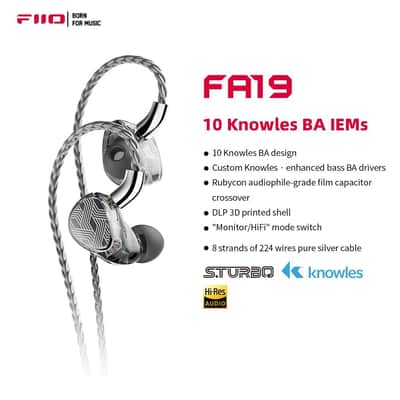 FiiO FA19 10 Balanced Armature in Ear Monitors | Audiophile Earphones with Detachable Pure Silver MMCX Headphone Cable image 3