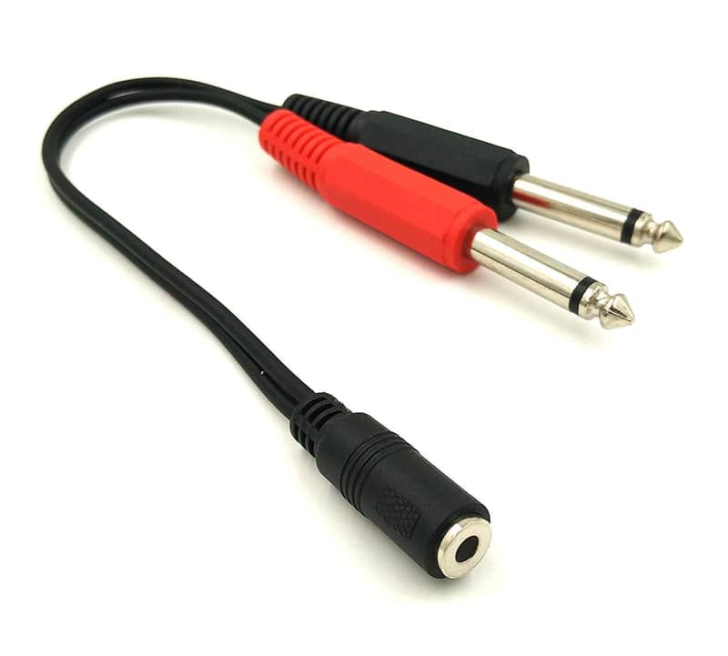 3.5mm to 1/4 Adapter Cable, 1/4 Mono to 3.5mm Stereo Adapter, 1/8 to 1/4 Splitter Cable, 3.5mm 1/8 TRS Female to Dual 6.35mm 1/4 TS Male Stereo to Mono Y Splitter Cable, 20cm/8inch image 1