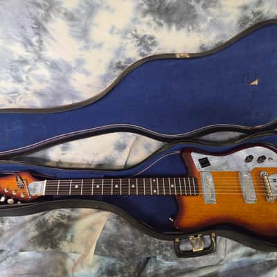 Vintage RARE 1964 Palmer by Kawai Japan Solid Body Twin Gold Foil Guitar Mirror'd Pickguard New Strings Pro Setup Original Soft Shell Case image 15