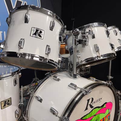 Rogers - 1978 Nine Piece Memriloc Drum Set. Excellent! - White image 4